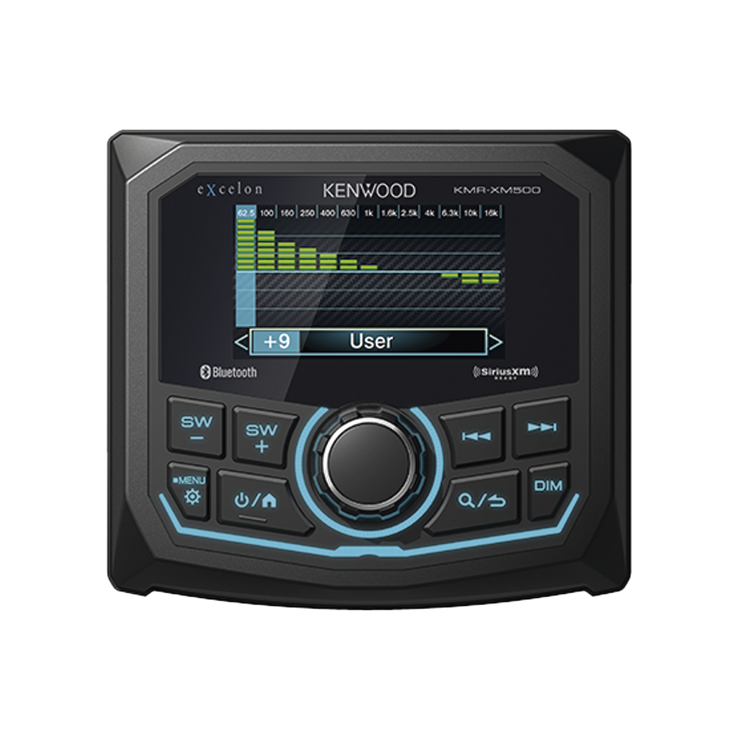 KMR-XM500 - Estéreo marino sumergible IP66, con pantalla de 2.7 pulgadas, conexión Bluetooth, iluminación multicolor variable, con entrada USB
