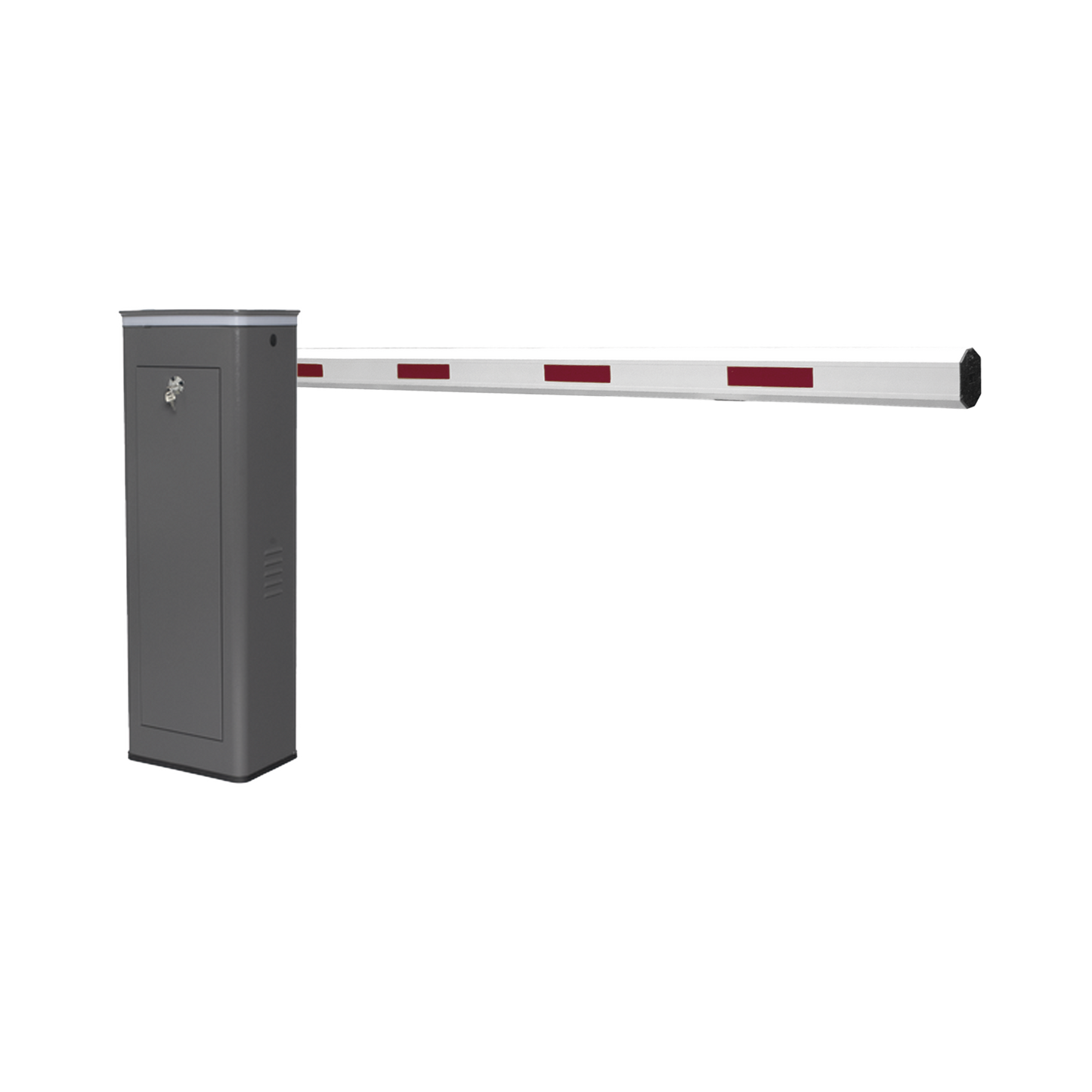 KT-XBF-RB - Kit de Barrera Vehicular Derecha y Brazo de 3 Metros / Finales de Carrera Ajustables por Programación / Movimiento Fluido / Diseño Elegante Color Gris / Con Corona Led Semaforizada