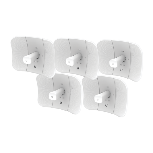 LBE-5AC-GEN2-5 Kit de 5 LiteBeam 2x2 MIMO airMAX AC GEN2 CPE hasta 450 Mbps, 5 GHz (5150 - 5875 MHz) con antena integrada de 23 dBi