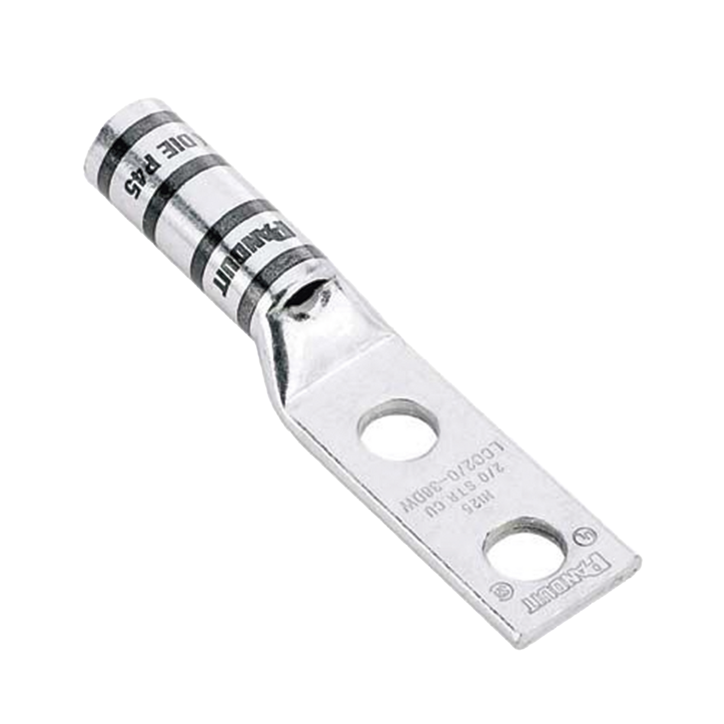 LCC6-12W-L - Zapata de compresión LCC6-12W-L para cal. 6 Awg, Doble barreno para tornillo prisionero de 1/2, Espaciado de orificio 44.5mm, 1 Pz