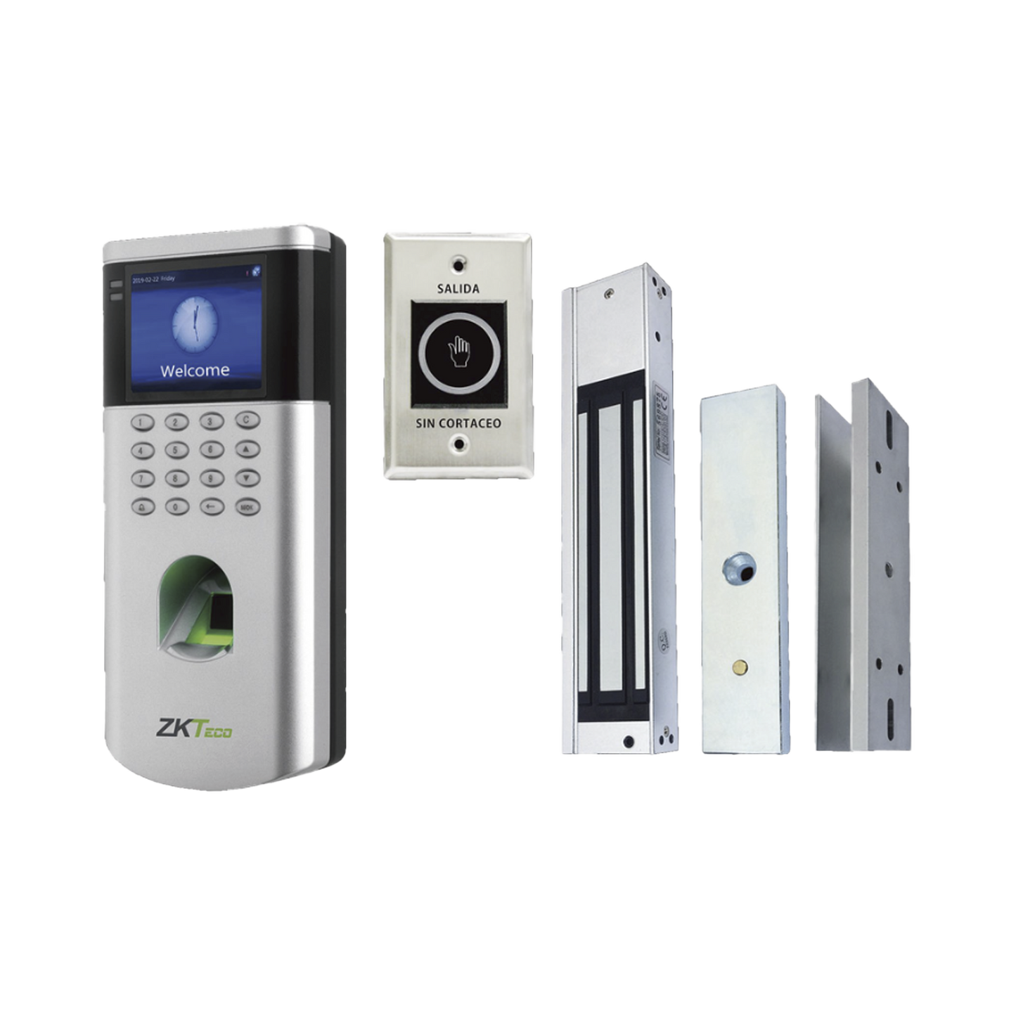 LF10KITV2 - KIT de Control de Acceso LF10/ PUSH / Compatible con ZKBioCVAccess / 1,500 Usuarios / Chapa magnética / Botón de Salida / Tarjeta de proximidad