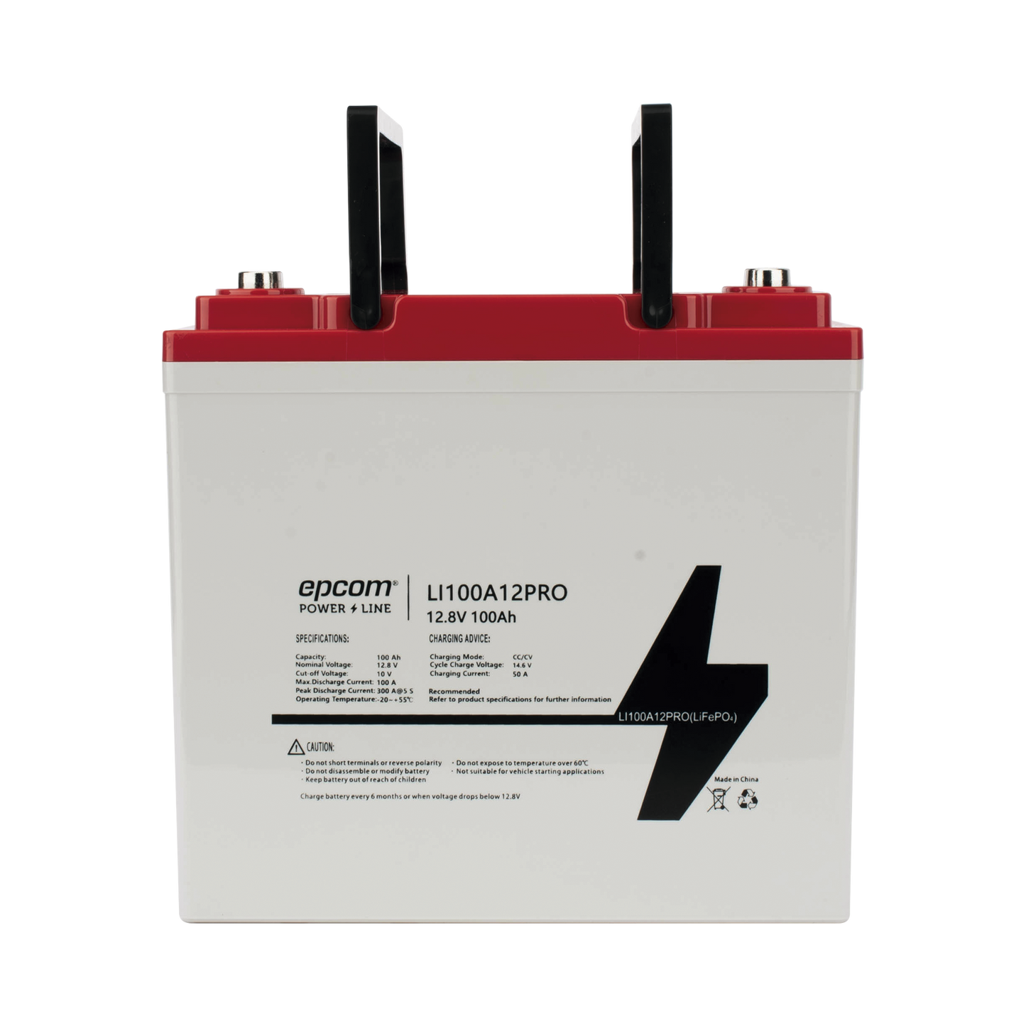 LI100A12PRO - Batería de Litio Ciclo Profundo, 12.8 Vcc 100Ah LiFePO4 Válvula de Alivio, Solar, Marina, Máximo 100 A de Descarga