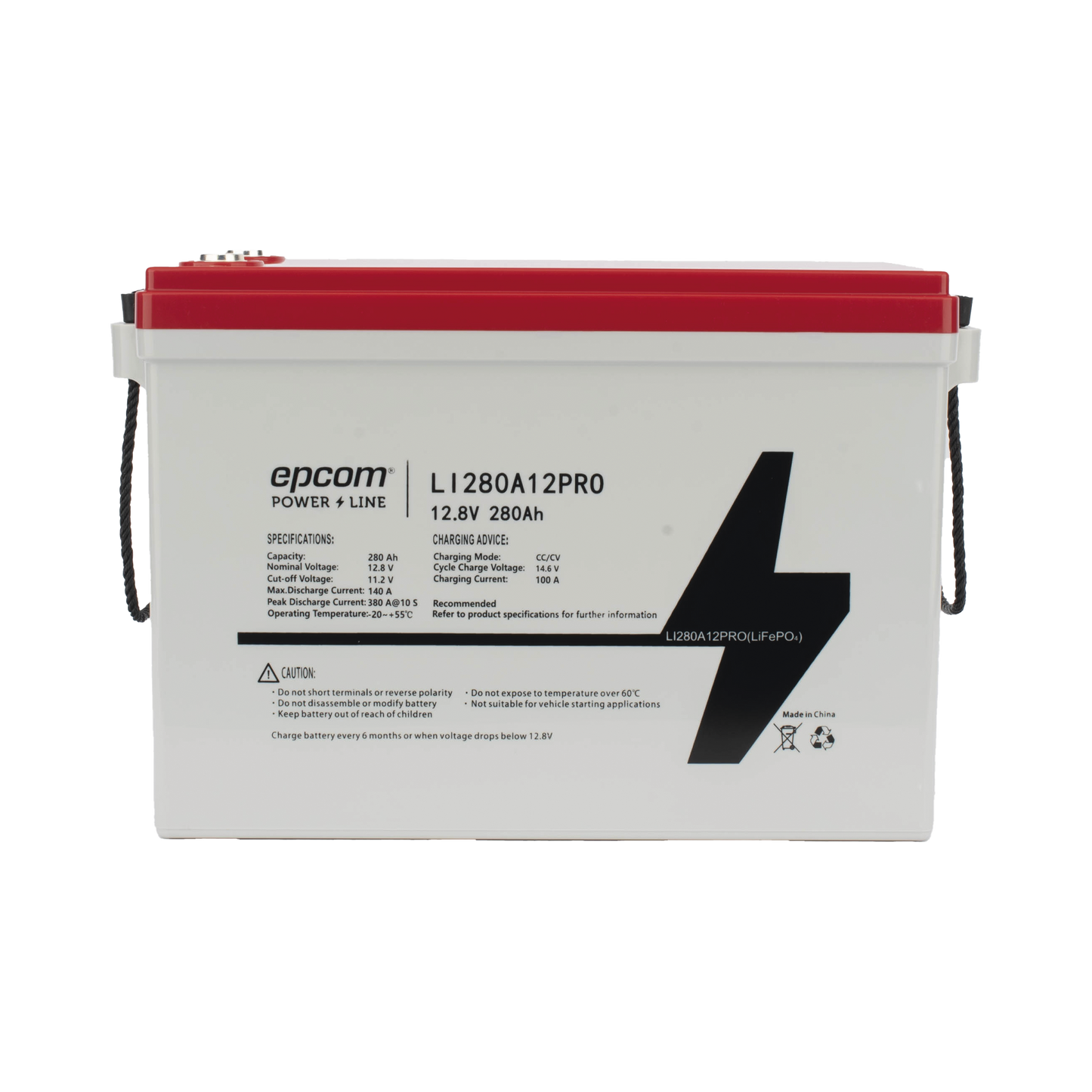 LI280A12PRO - Batería de Litio Ciclo Profundo, 12.8 Vcc 280Ah, 6000 ciclos, LiFePO4 , Solar, Marina, Máximo 140 A de Descarga