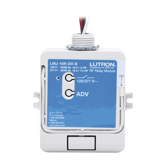 LMJ16RDVB (RadioRA2) Relay control de iluminación, carga 16A, 120/277V, compatible con RadioRA2, RA2Select y RR3.