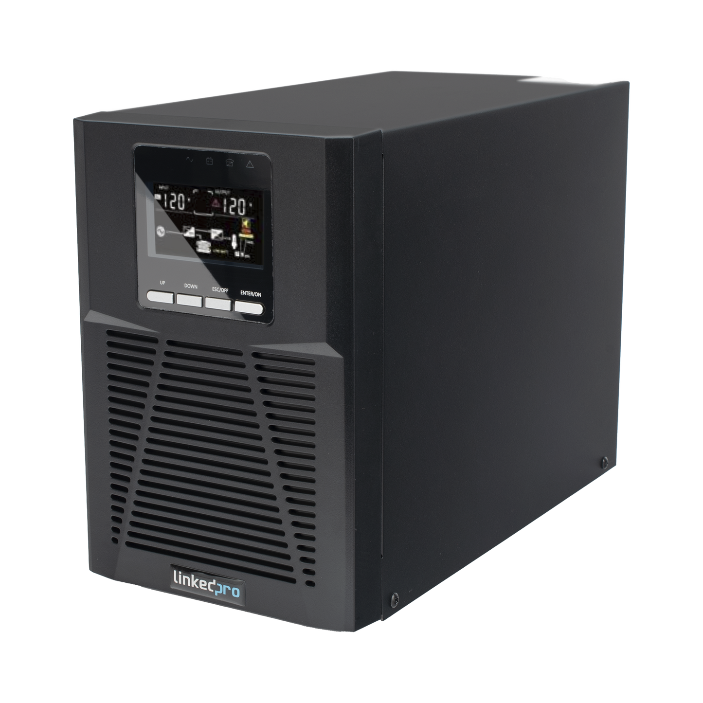 LP1KOLT - UPS 1000VA/900W Online Doble Conversión /Pantalla LCD / 3 tomas 5-15R / Regulación de Voltaje / Protección RJ45