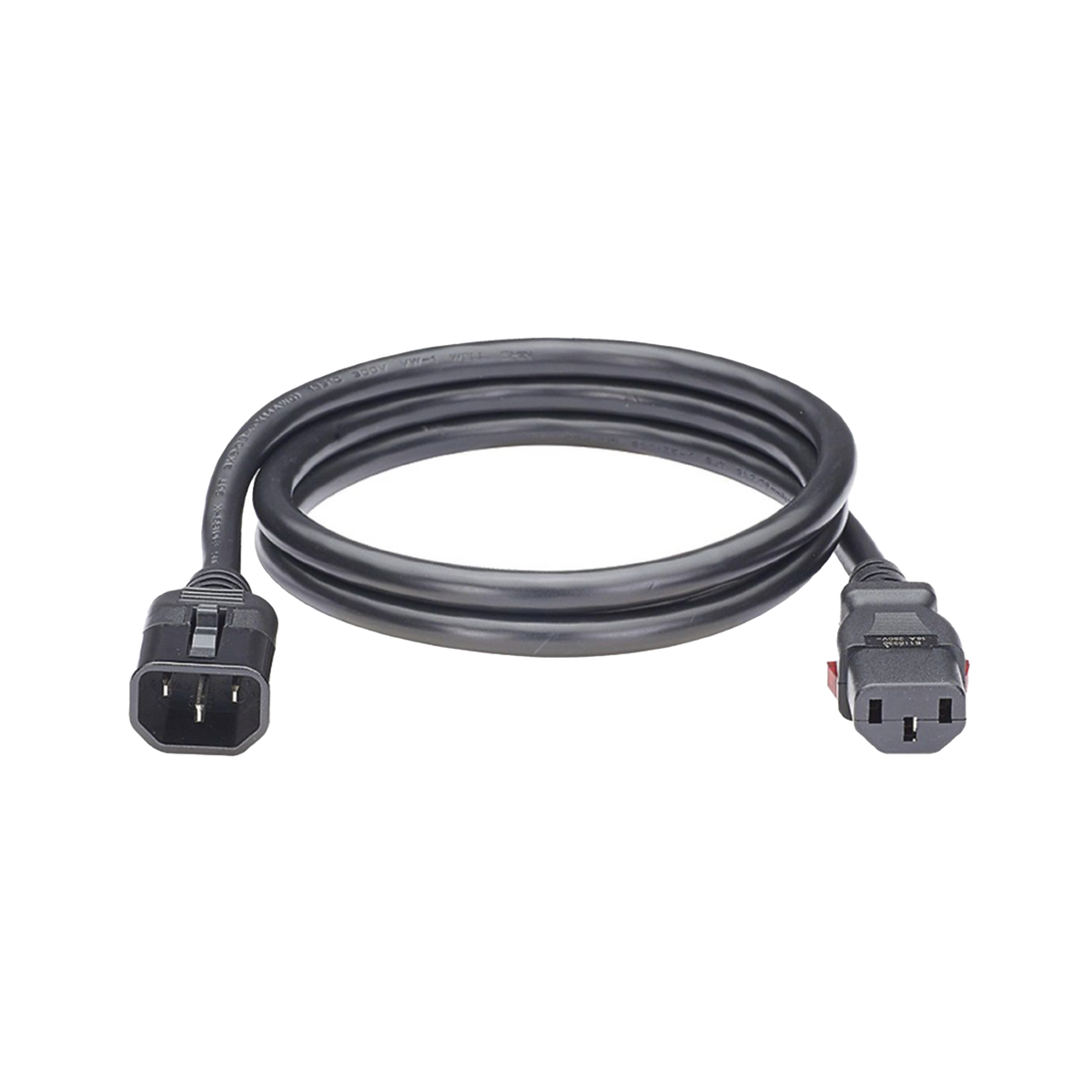 LPCA13-X - Cable de Alimentación Eléctrica Con Bloqueo de Seguridad, de IEC C14 a IEC C13, 1.8 Metros de Largo, Color Negro, Paquete de 10 Piezas