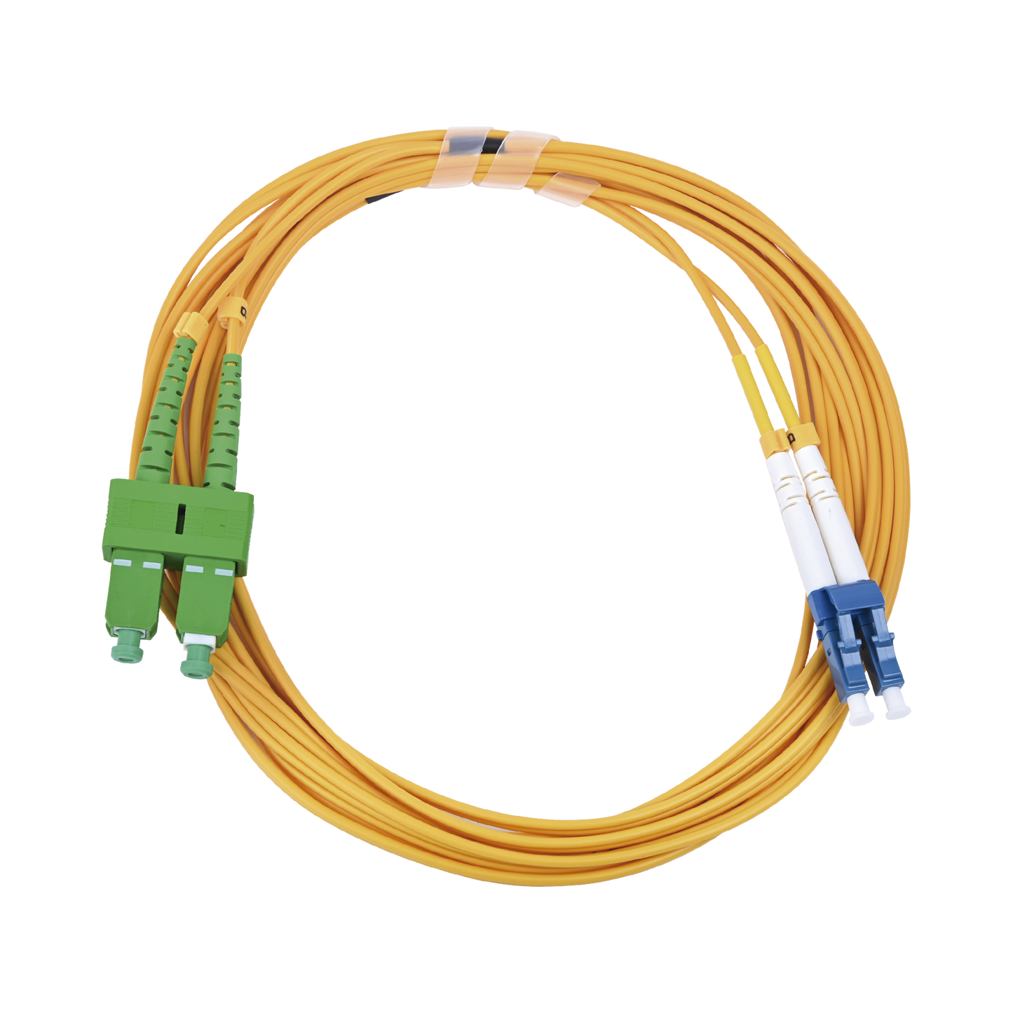 LP-FO-D-LCU-SCA-03 Jumper de Fibra Óptica Monomodo 9/125 LC/UPC-SC/APC, PVC, 2.0 mm, Dúplex, amarillo, 3 metros