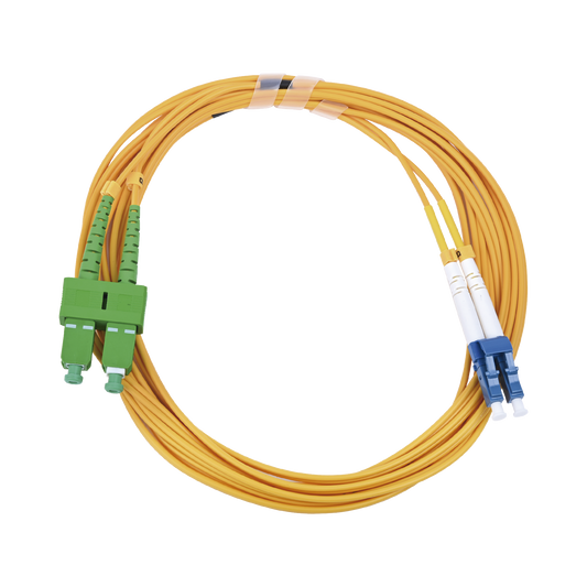 LP-FO-D-LCU-SCA-03 Jumper de Fibra Óptica Monomodo 9/125 LC/UPC-SC/APC, PVC, 2.0 mm, Dúplex, amarillo, 3 metros