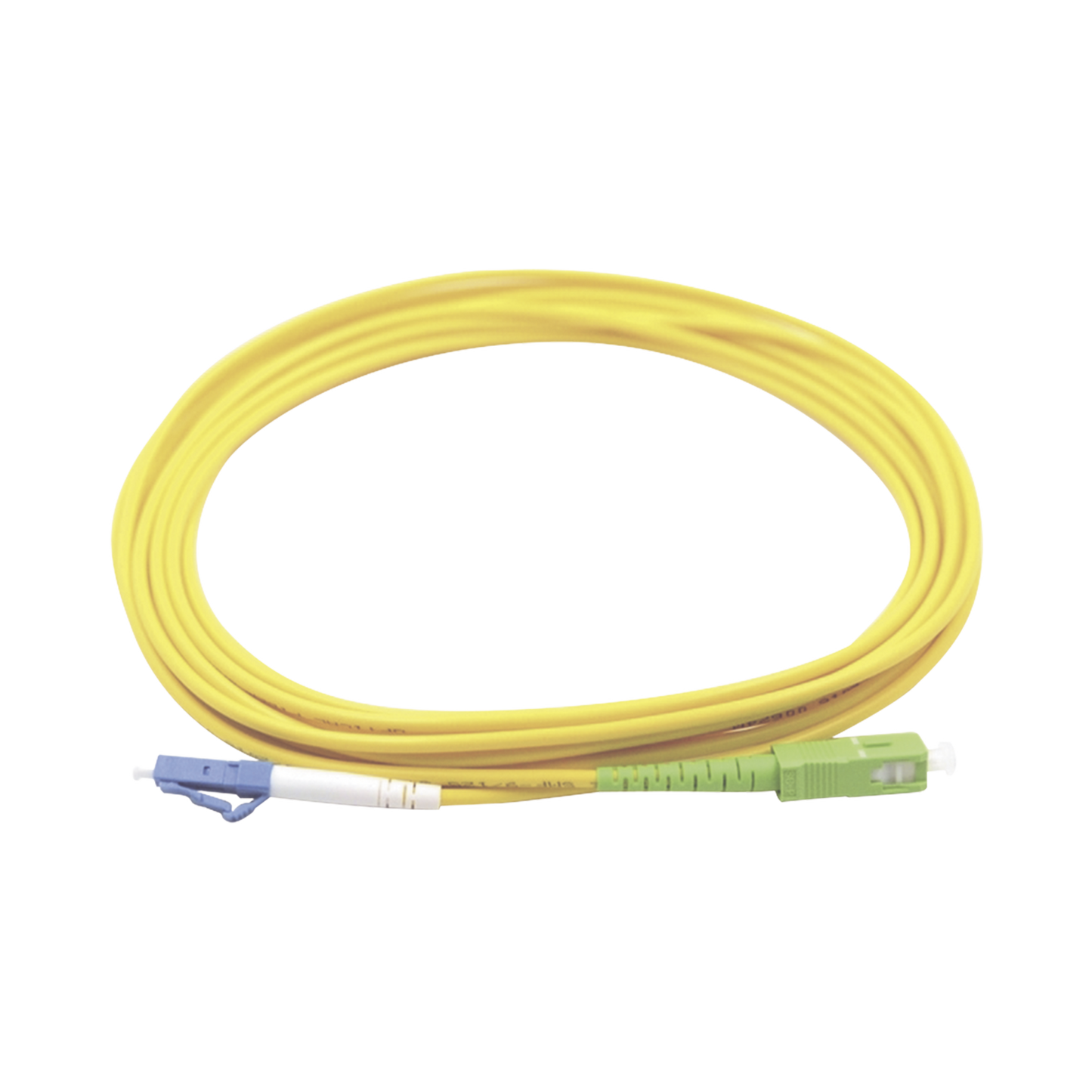 LP-FO-LCU-SCA-03 Jumper de Fibra Óptica Monomodo LC/UPC-SC/APC Simplex, color amarillo 3 metros