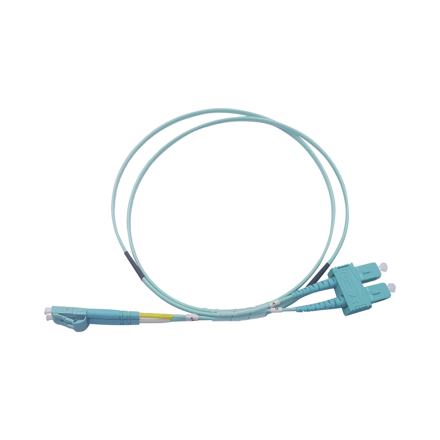 LP-FOM3-LCSC-R01 - Jumper de Fibra �ptica Multimodo OM3 50/125 LC-SC OFNR (Riser), 2.0 mm, D�plex, Aqua, 1 metro (3.28 pies)