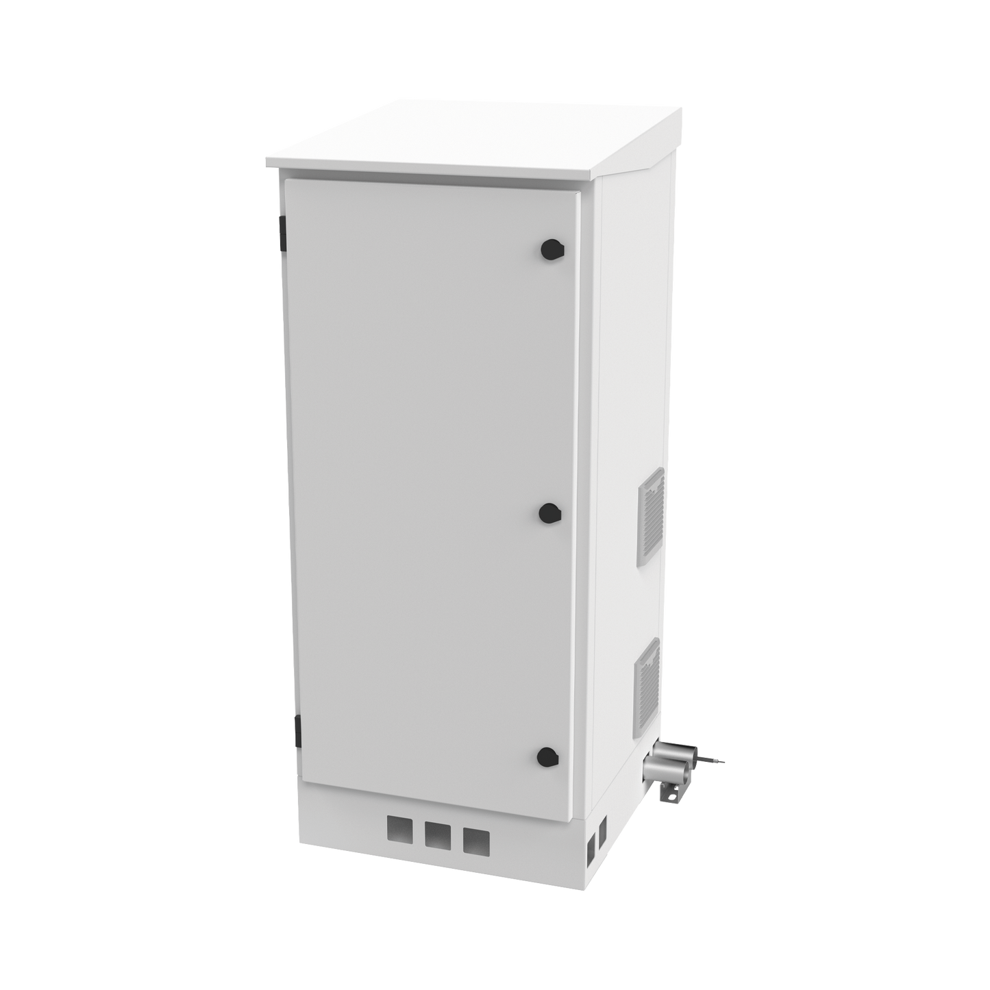 Gabinete de Piso para Exterior con Ventiladores y Termostato con Rack de 19" de 16 U + Espacio para Baterías, Se envía el Gabinete Armado.