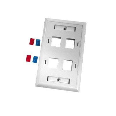 LP-FP-24 - Placa de Pared de 4 Puertos, Keystone, con Espacio para Etiqueta, Color Blanco