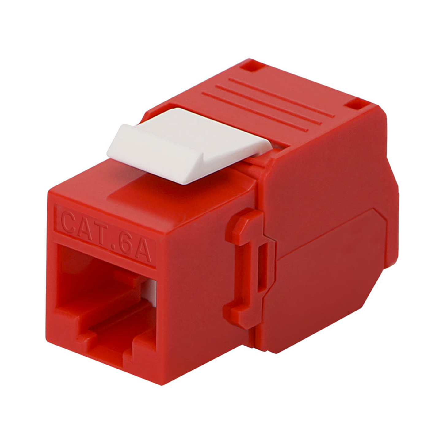 LP-KJ-6A-TTRD - M�dulo Jack Keystone Cat6A (Toolless), con Terminaci�n en �ngulo 180 - Color Rojo, Compatible con Faceplate y Patchpanel Linkedpro