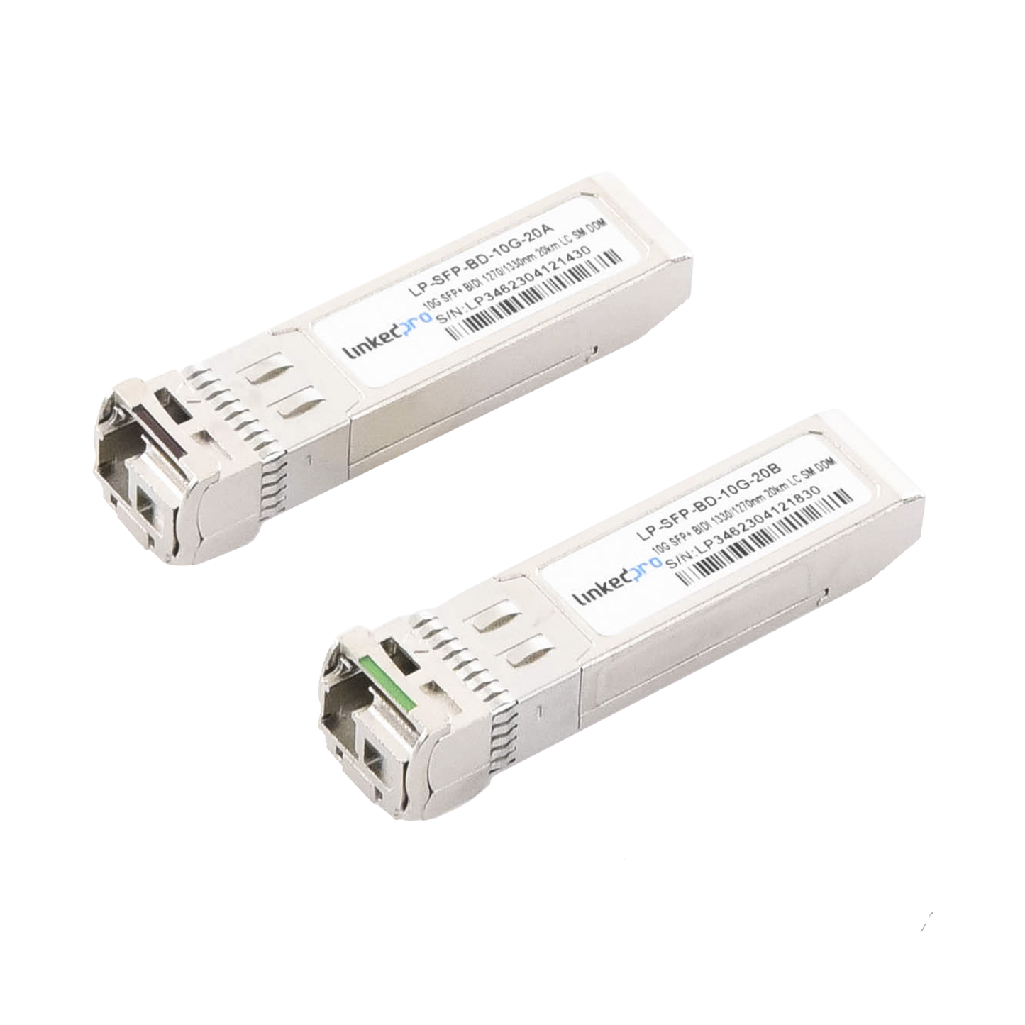 LP-SFP-BD-10G-20 - Transceptores Ópticos Bidireccionales SFP+ (Mini-Gbic) / Monomodo 1270 & 1330 nm / 10 Gbps / 1000BASE-BX / Conector LC/UPC Simplex / DDM / Hasta 20 km / 2 Piezas