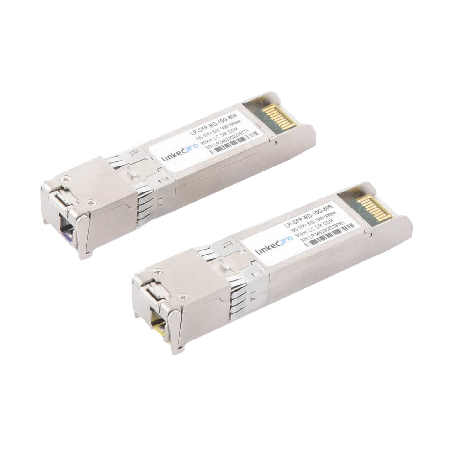 LP-SFP-BD-10G-80 - Transceptores Ópticos Bidireccionales SFP+ (Mini-Gbic) / Monomodo 1490 & 1550 nm / 10 Gbps / 10GBASE-BX / Conector LC/UPC Simplex / DDM / Hasta 80 km / 2 Piezas