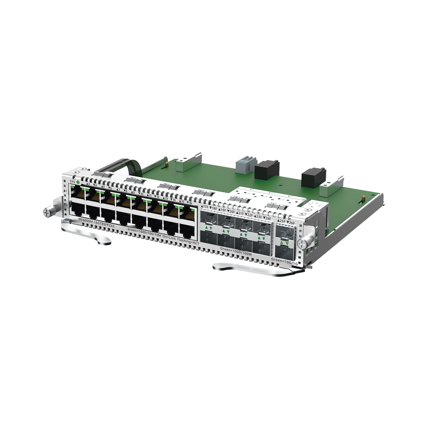 MF6000M-16GT8SFP2XS - e-Lighten Tarjeta Modular para OLT modelo RG-NBF6002M, 16 puertos Ethernet de 1G, 8 puertos SFP de 1G y 2 puertos SFP+ de 10G