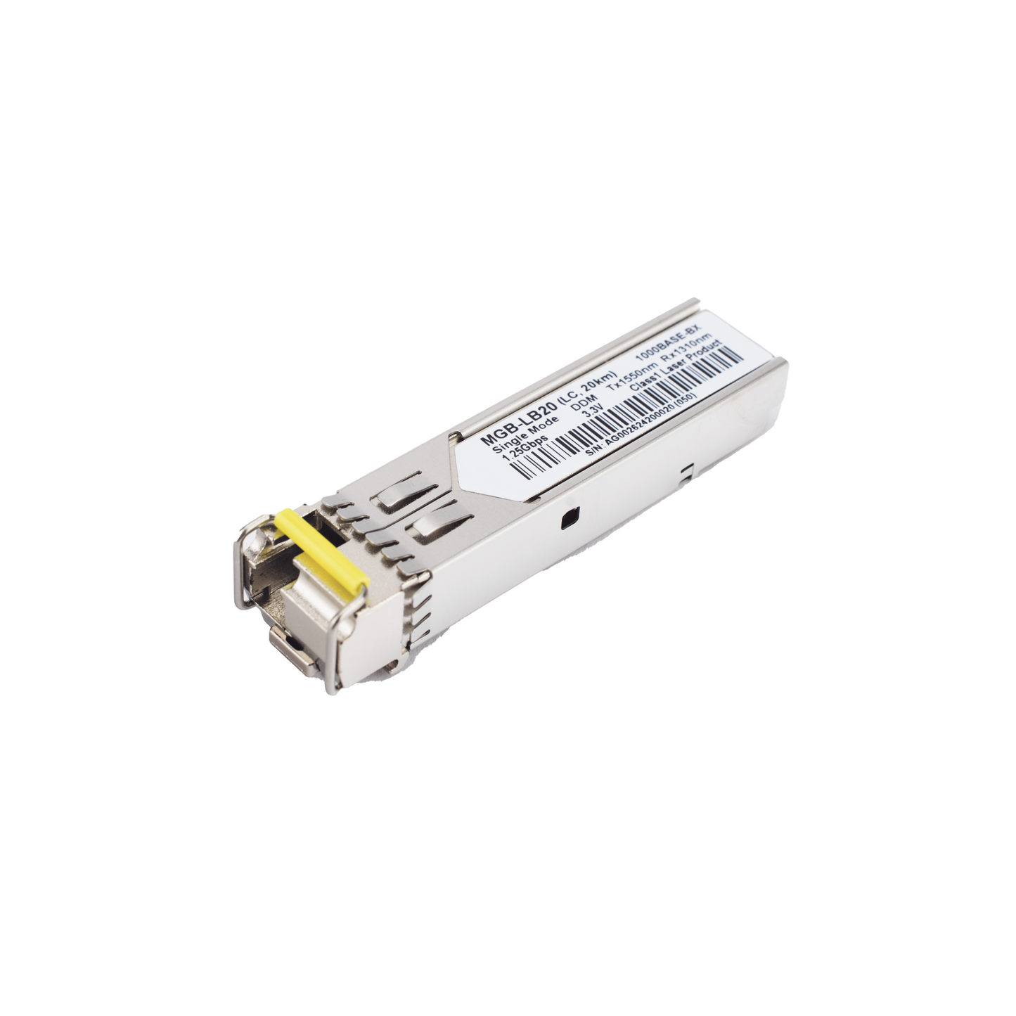 MGB-LB20 - Transceptor mini-Gbic SFP 1G LC TX:1550nm RX:1310 para fibra Mono Modo 20 Km WDM, Requiere MGB-LA20
