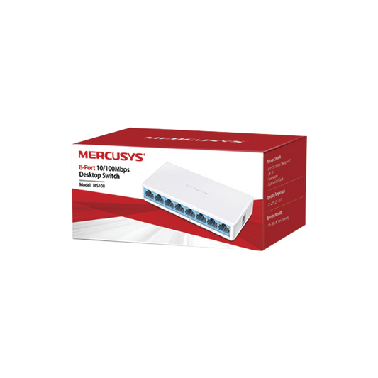 MS108 Switch NO Administrable / Para escritorio / 8 puertos 10/100 Mbps / Diseño Compacto / Plug and Play