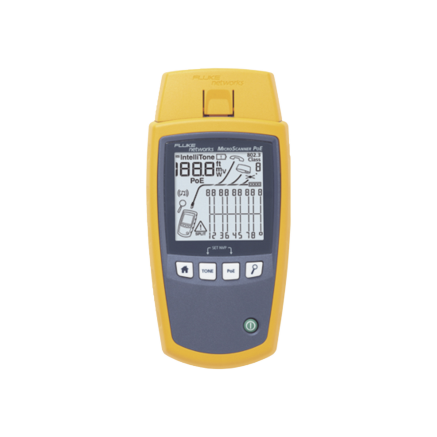 MS-POE - Verificador de Red MicroScanner PoE, para Comprobaci�n de Redes de Voz, Datos, Video y PoE 802.3af, at, bt y UPOE, con Pantalla LCD Retroiluminada