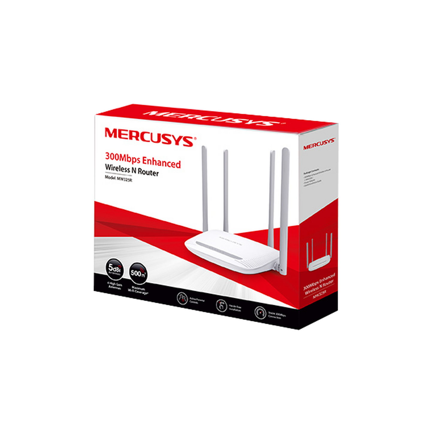 MW325R - Router Inalámbrico N Mejorado / 2.4 GHz de 300 Mbps / 1 Puerto WAN 10/100 Mbps / 3 Puertos LAN 10/100 Mbps / 4 Antenas de 5 dBi