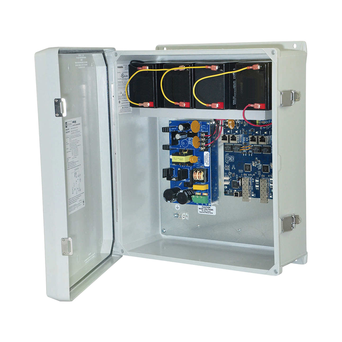 NETWAY-SP4-WPX Fuente de Alimentación para PoE / 2 Entradas 1G Fiber SFP / 4 Salidas 10/100/1000 PoE/PoE+ configurable para 2 Salidas 60W Hi-PoE / Nema IP66 / Con capacidad de batería de respaldo / Requiere batería