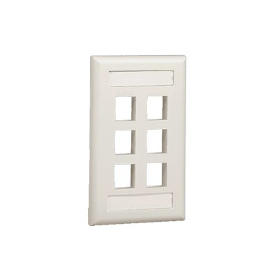NK6FIWY - Placa de Pared Vertical, Salida Para 6 Puertos Keystone, Con Espacios Para Etiquetas, Color Blanco Mate