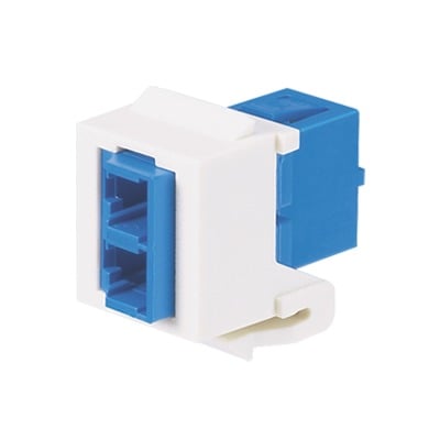 NKDLCMZIW Módulo Acoplador LC Duplex, para Fibra Óptica Monomodo OS1/OS2, Tipo Keystone, Color Blanco Mate