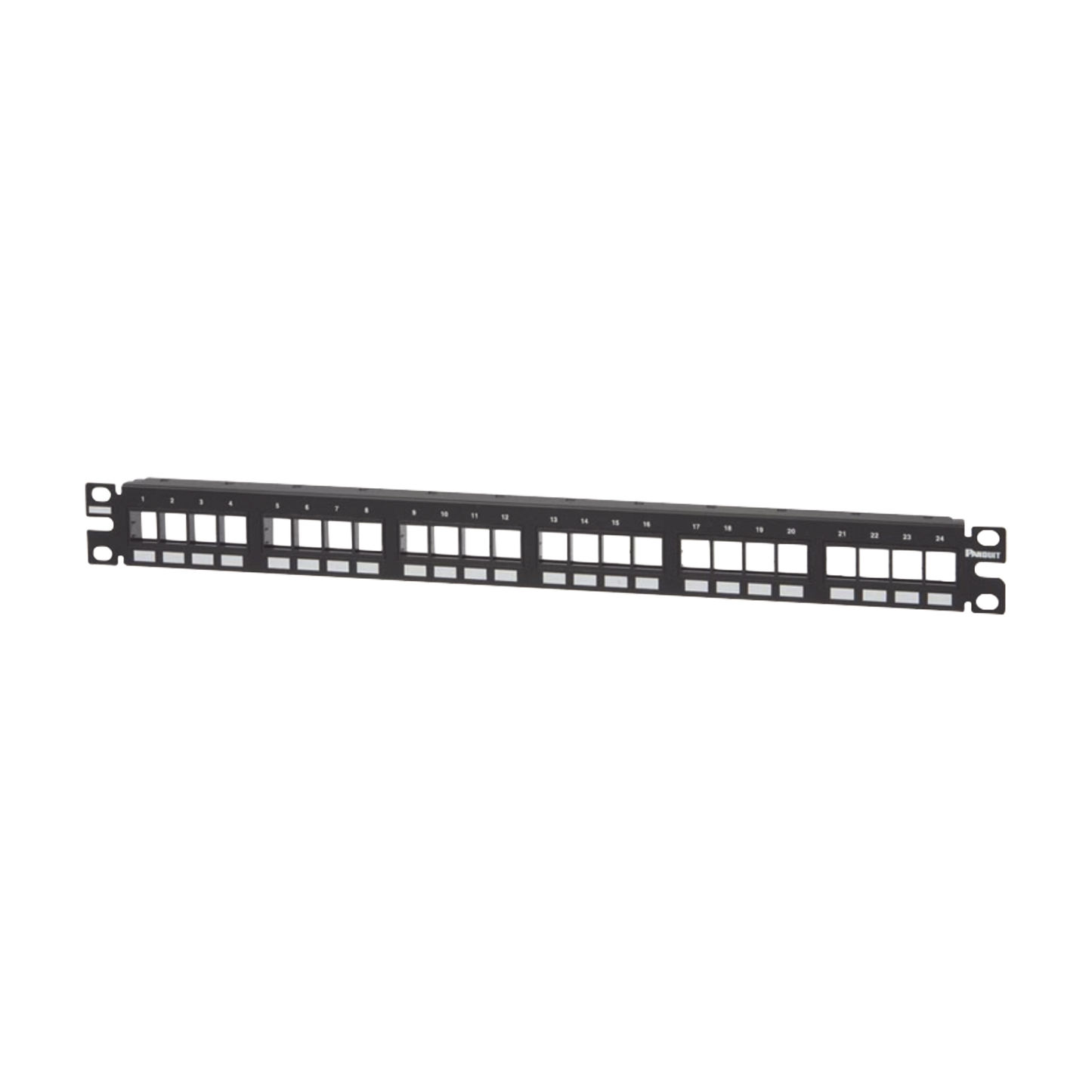 NKPP24FMY - Panel de Parcheo Modular Keystone (Sin Conectores), Numerado y Espacio para Etiquetas, de 24 Puertos, 1UR
