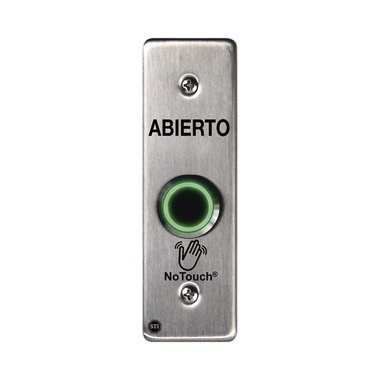 NT-SS002-ES - Interruptor IR NoTouch® de Acero Inoxidable, Montaje Delgado, Caja Posterior, ABIERTO