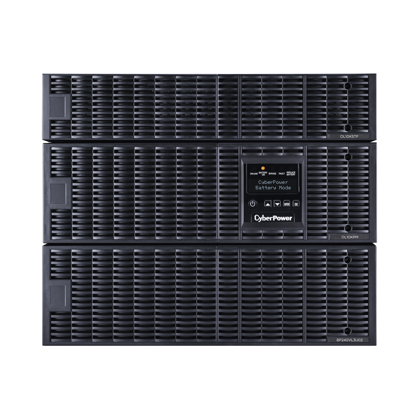 OL10KRTF UPS de 10000 VA/10000 W, Online Doble Conversión, 200 - 240 Vac de Entrada, 120 - 240 Vac de Salida, Entrada Hardwired, Onda Senoidal Pura, Torre o Rack de 8 UR, Con 6 Tomas NEMA 5-20R, 3 NEMA L6-30R y Terminal Hardwire