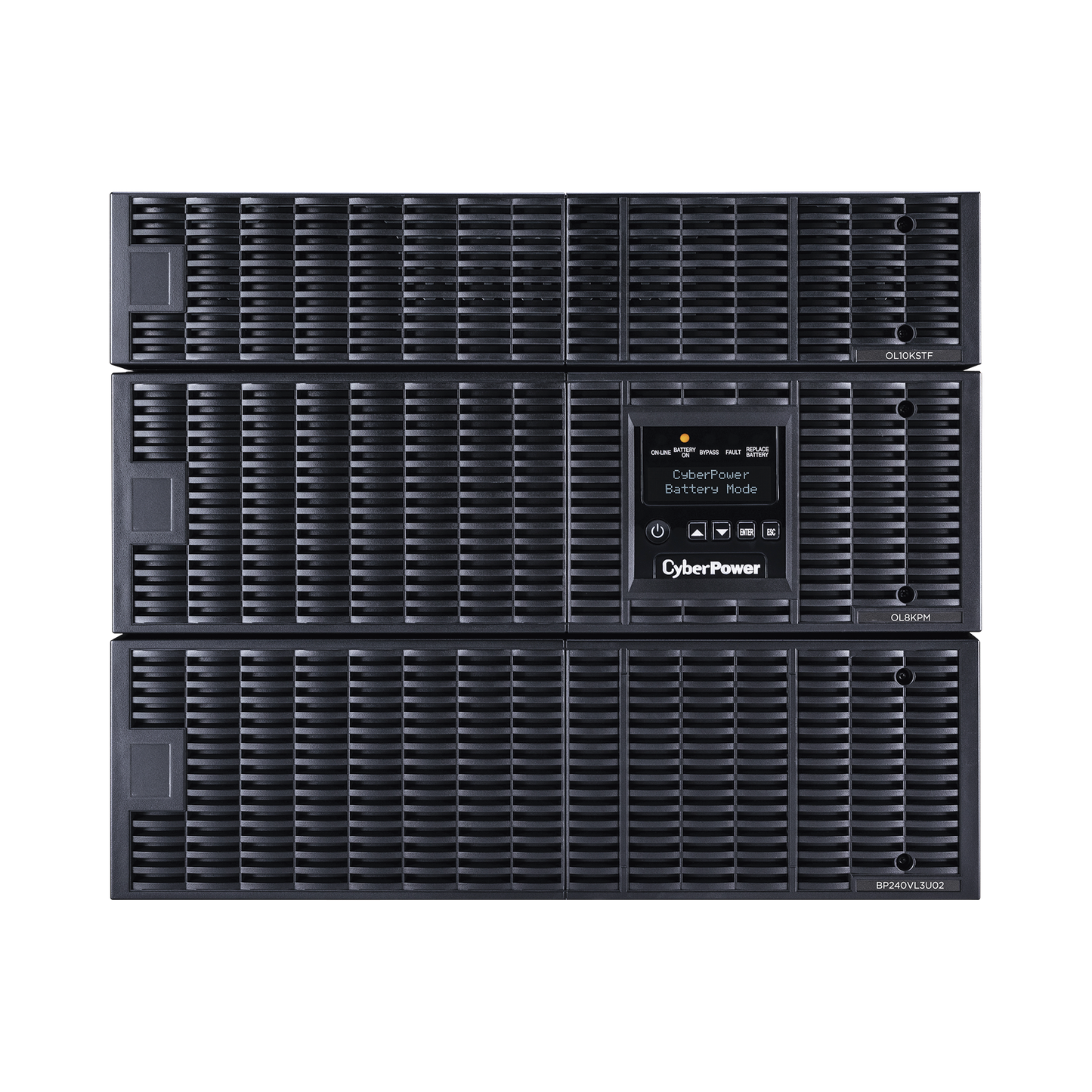 OL8KRTF UPS de 8000 VA/8000 W, Online Doble Conversión, 200 - 240 Vac de Entrada, 120 - 240 Vac de Salida, Entrada Hardwired, Onda Senoidal Pura, Torre o Rack de 8 UR, Con 6 Tomas NEMA 5-20R, 3 NEMA L6-30R y Terminal Hardwired