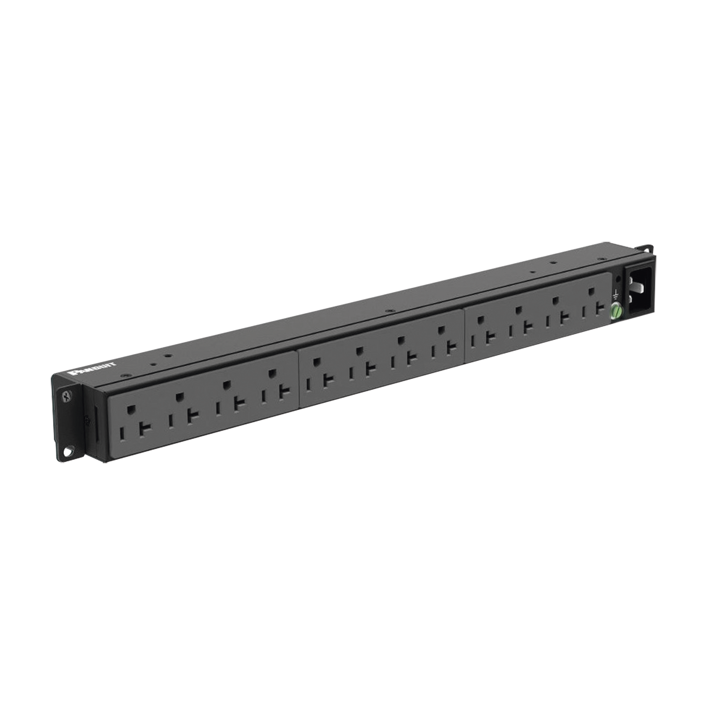 P12B19M PDU Básico para Distribución de Energía, Enchufe de Entrada NEMA 5-20P, Con 12 Contactos NEMA 5-20R, Instalación Horizontal de 19in, 1UR, 20 Amp, 120 Vca