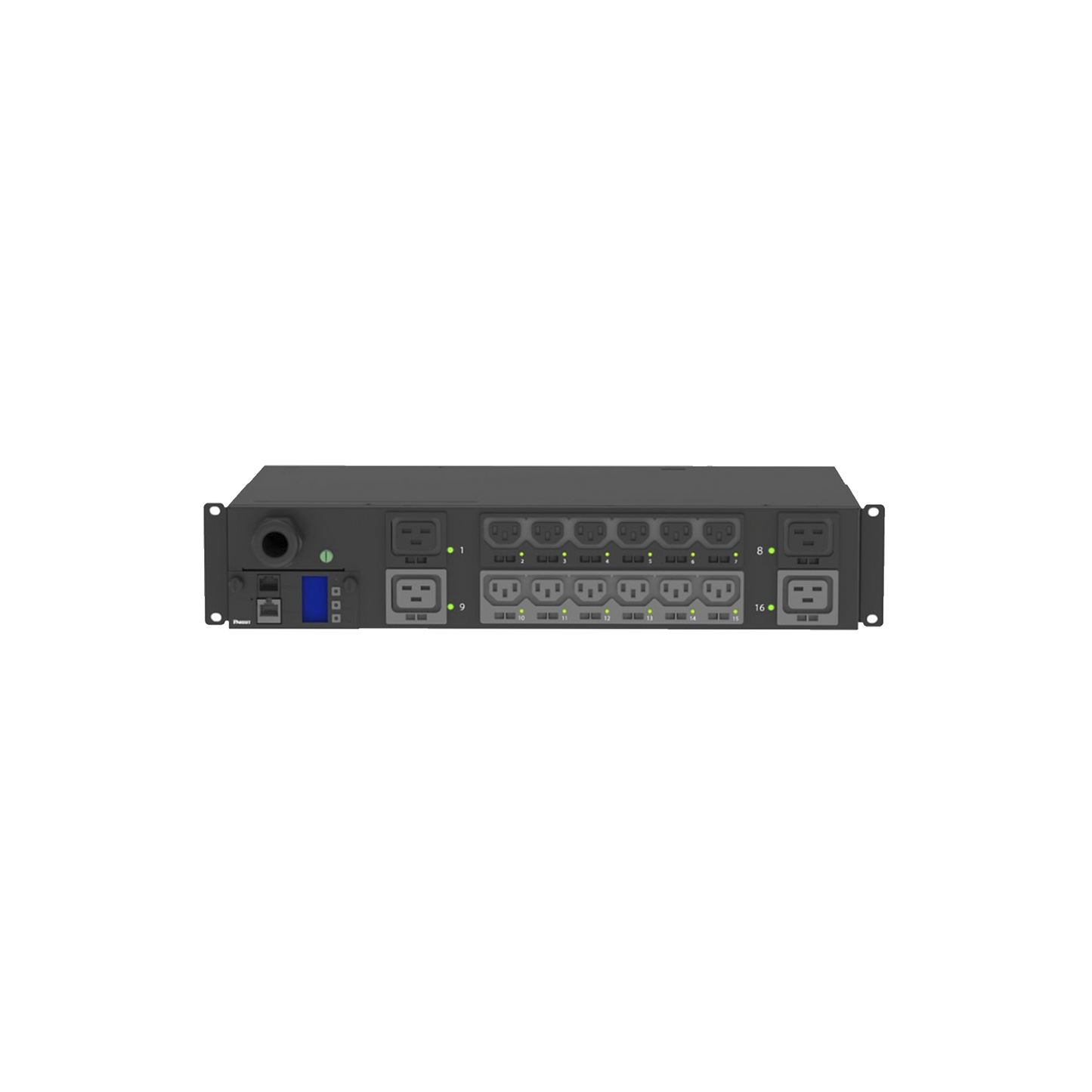P16E19M PDU Monitoreable y Switchable (MS) para Distribución de Energía, Enchufe de Entrada NEMA L6-30P, Con 12 Salidas C13 y 4 Salidas C19, Horizontal 19in, 208 Vca, 30 Amp, 2UR