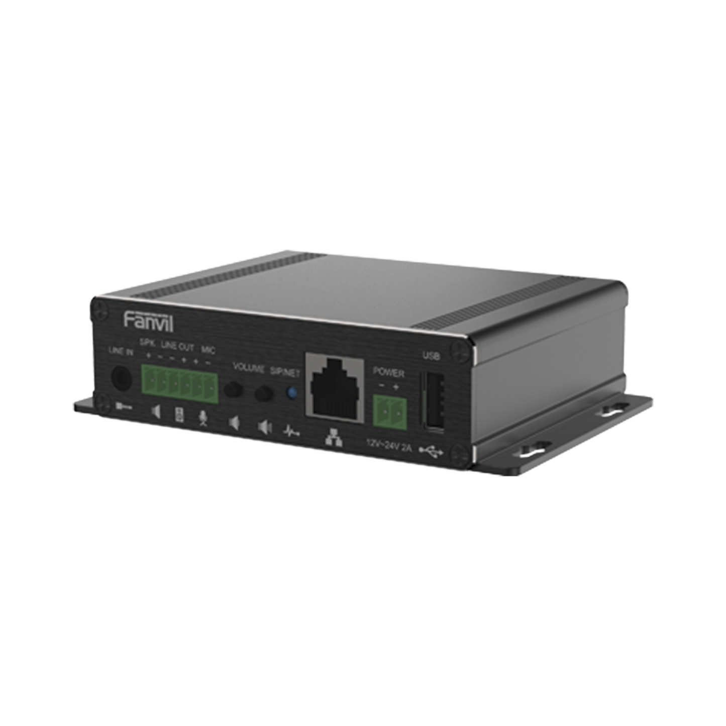 PA3F - Gateway para Voceo IP/SIP, Entrada de audio (3.5mm), salida de amplificador integrado de hasta 30W, puerto USB (reproducción de MP3),