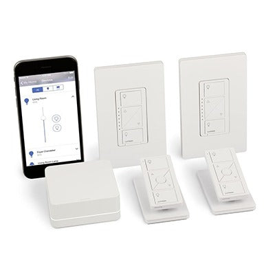 PBDGPKG2W - (Caseta Wireless) Kit Hub controlador, 2 atenuadores, 2 controles remotos, 2 base mesa y 2 tapas.