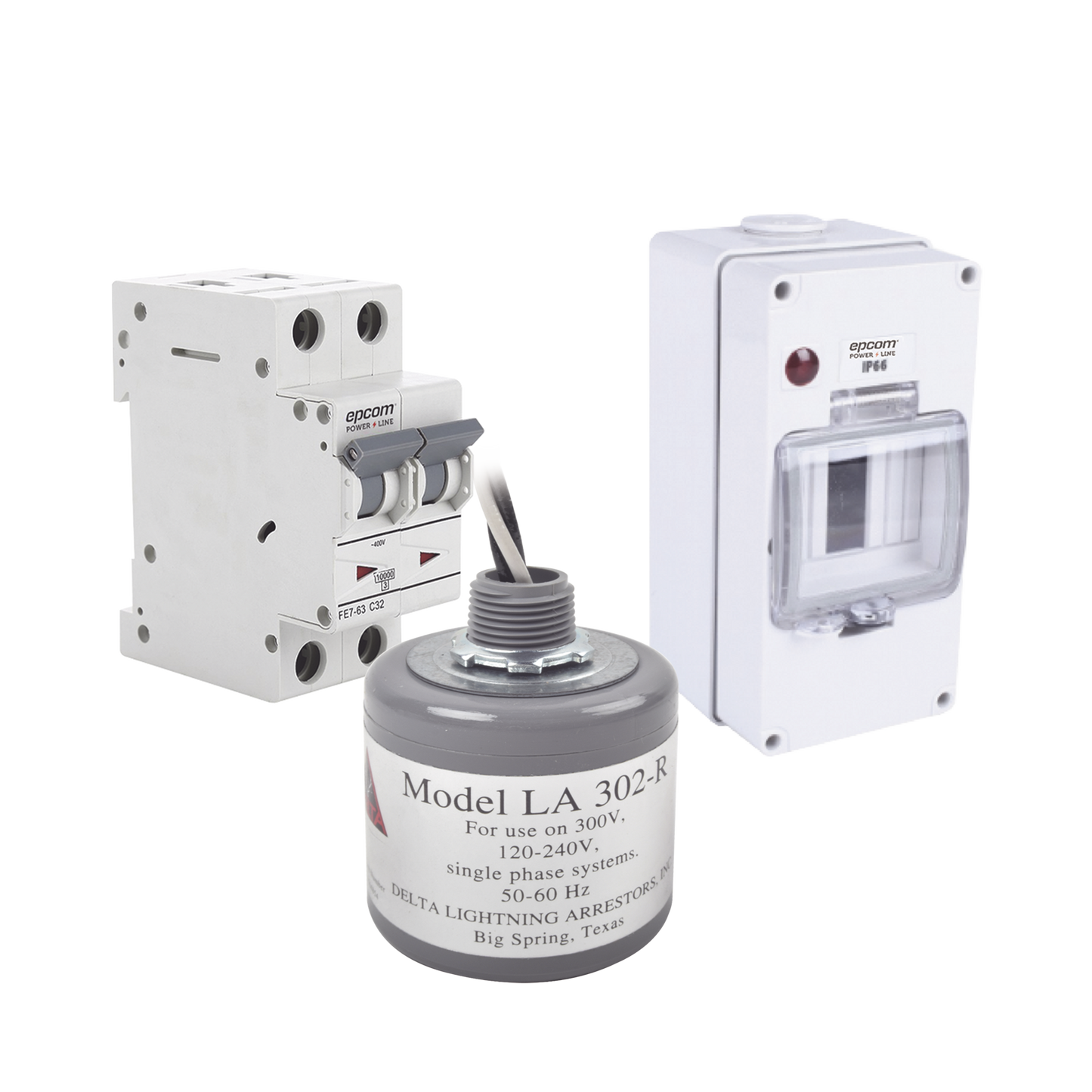 PL10ACA - Kit de Centro de Carga Para Corriente Alterna, Breaker de hasta 400 Vca de 10 A con Supresor de Picos Transitorios.
