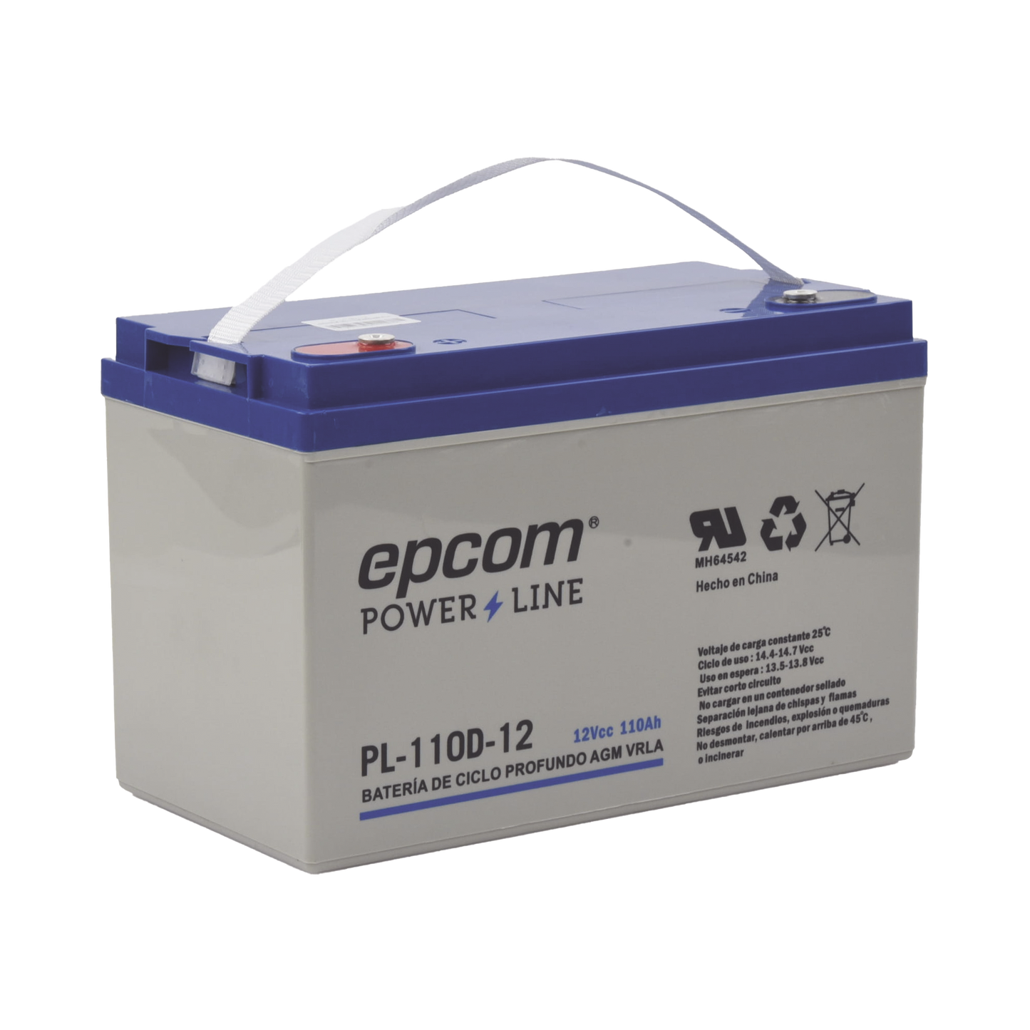 PL-110-D12 Batería 12 Vcc / 110 Ah / Ciclo Profundo / AGM-VRLA / Uso en Aplicación Fotovoltaica /Terminales Tipo Tornillo HEX M6
