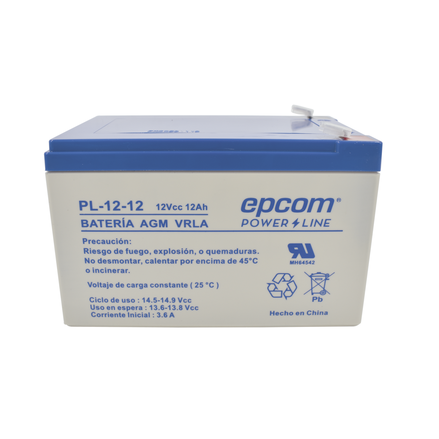 PL-12-12 Batería 12 Vcc / 12 Ah / UL / Tecnología AGM-VRLA / Para uso en equipo electrónico Alarmas de intrusión / Incendio/ Control de acceso / Video Vigilancia / Terminales F2 / Cargador recomendado CHR-80.