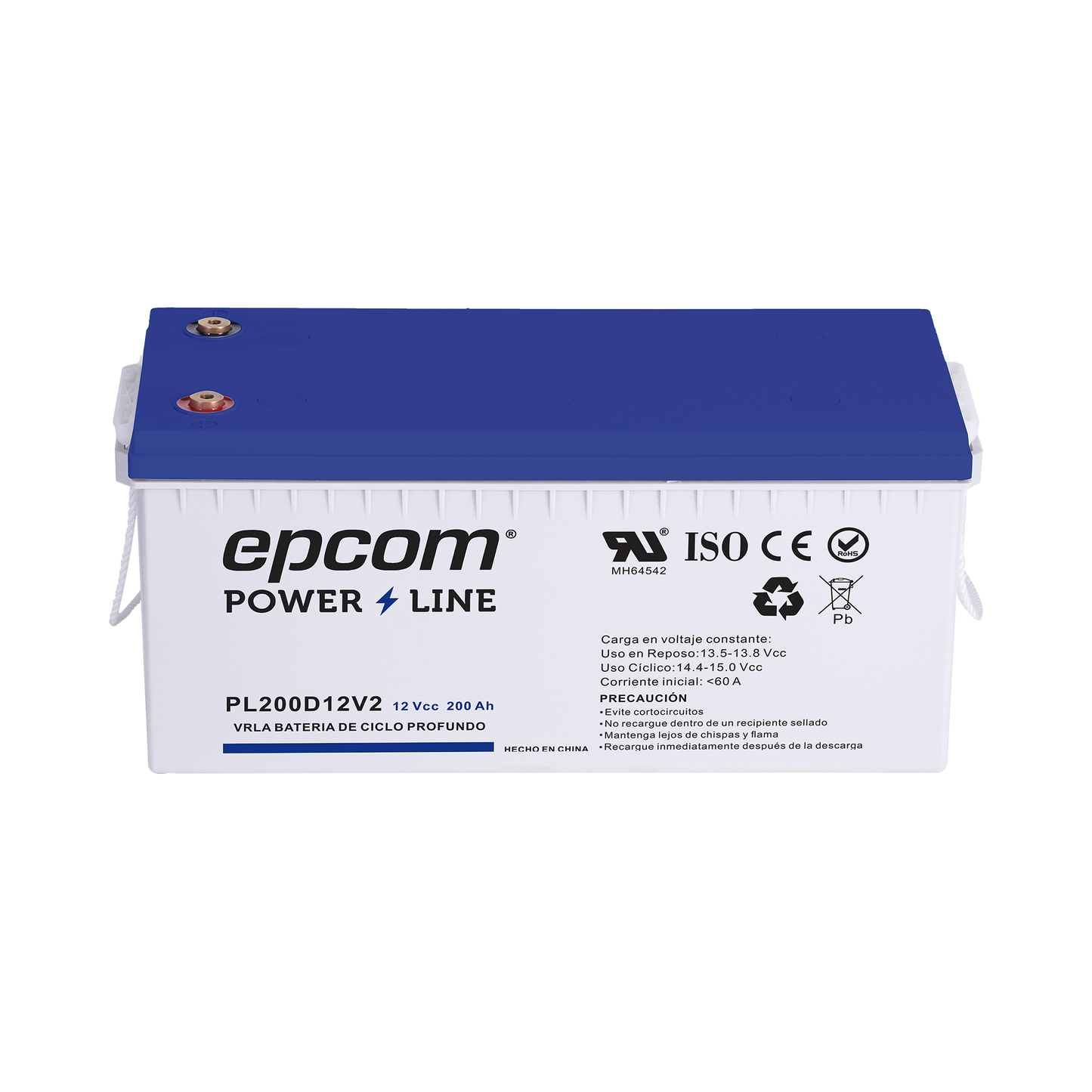 PL200D12V2 - Batería 12 Vcc / 200 Ah / UL / Tecnología AGM-VRLA / Ciclo profundo / Para uso en aplicaciones fotovoltaicas y de emergencia / Terminales T5