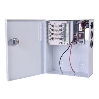PLK12DC4ABK - Fuente de Poder Profesional de 12 Vcc @ 4 A / Soporta 4 Cámaras / Capacidad de Batería de Respaldo (No Incluída) / Voltaje de Entrada 96-264 Vca