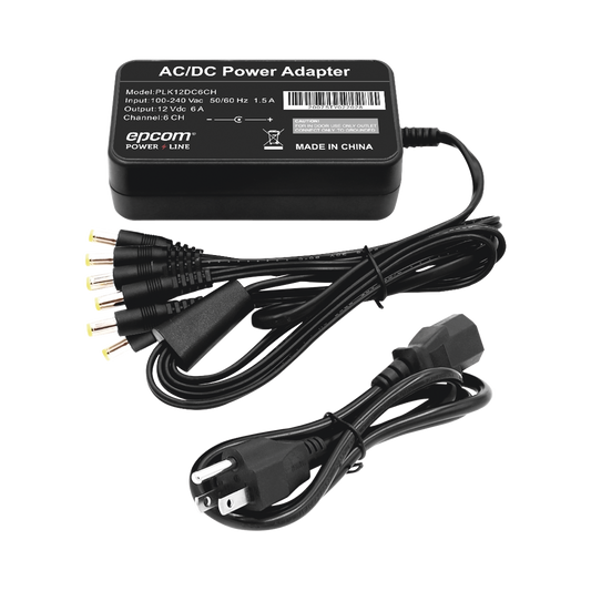 PLK12DC6CH Fuente de Alimentación de 6 Salidas tipo Jack Macho de 12 Vcc / 6 Amper