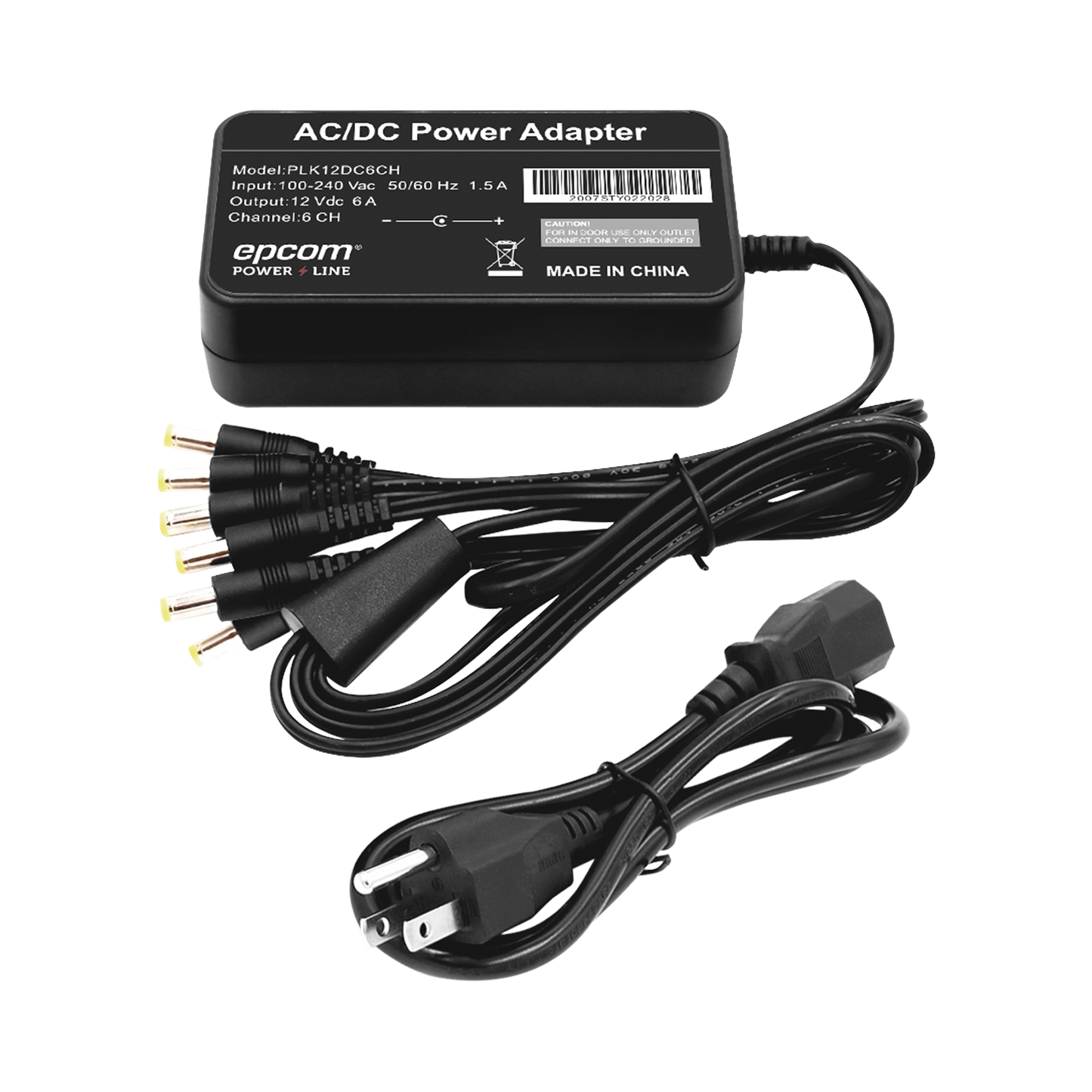 PLK12DC6CH - Fuente de Poder de 6 Salidas tipo Jack Macho de 12 Vcc / 6 Amper