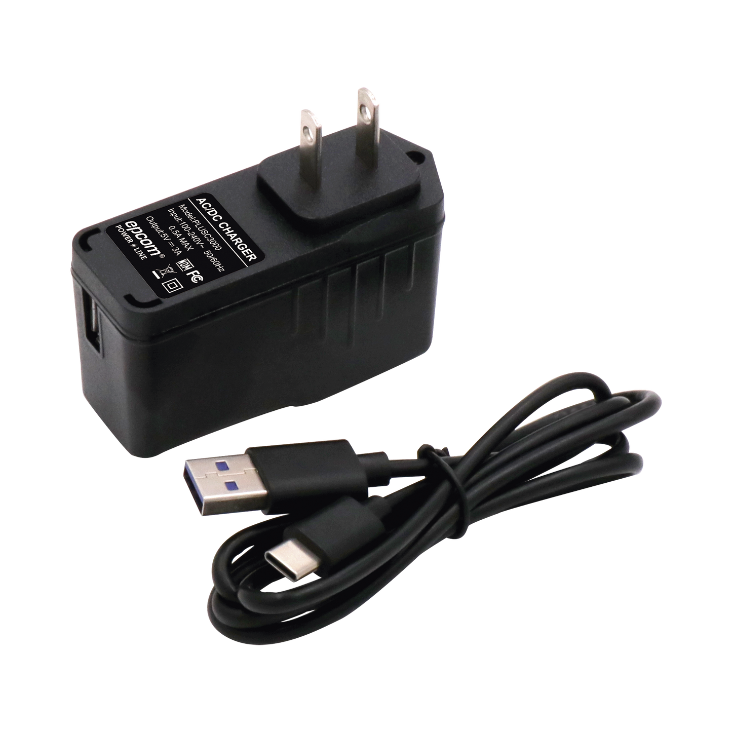 PLUSC3000 - Adaptador de pared de 5 Vcc, @ 3 A con micro-USB tipo C