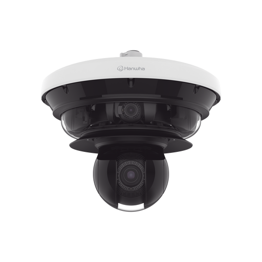 PNM-C34404RQPZ Cámara IP Multisensor 34MP (4 sensores 4K) con lentes motorizados / PTZ 2 MP 40X / Hasta 2 tarjetas MicroSD de 512GB / WDR de hasta 150dB / IP66 / IK10 / autoseguimiento / Inteligencia artificial para eventos