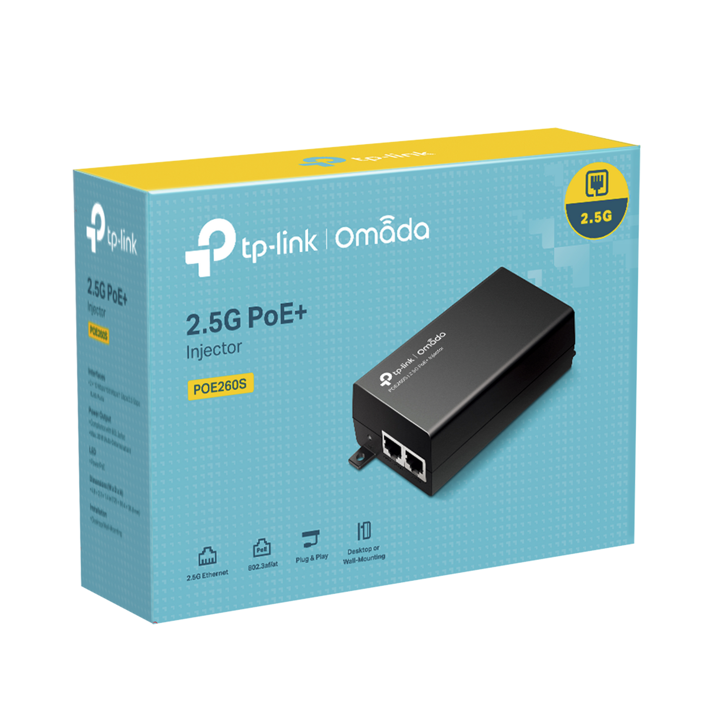POE260S - Inyector PoE+ (30W) / Gigabit 802.3 af/at / 2 puertos 10/100/1000 Mbps / Plug and Play / Fuente alimientación Integrada
