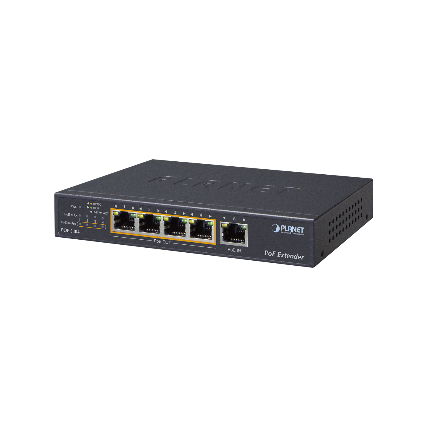 POE-E304 Extensor Ultra PoE de 65 Watts Con 4 Puertos Gigabit de Salida 802.3 af/at