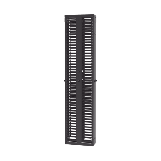 PR2VD08 Organizador Vertical PatchRunner?, Doble (Frontal y Posterior), Para Rack Abierto de 45 Unidades, 8in de Ancho, Color Negro