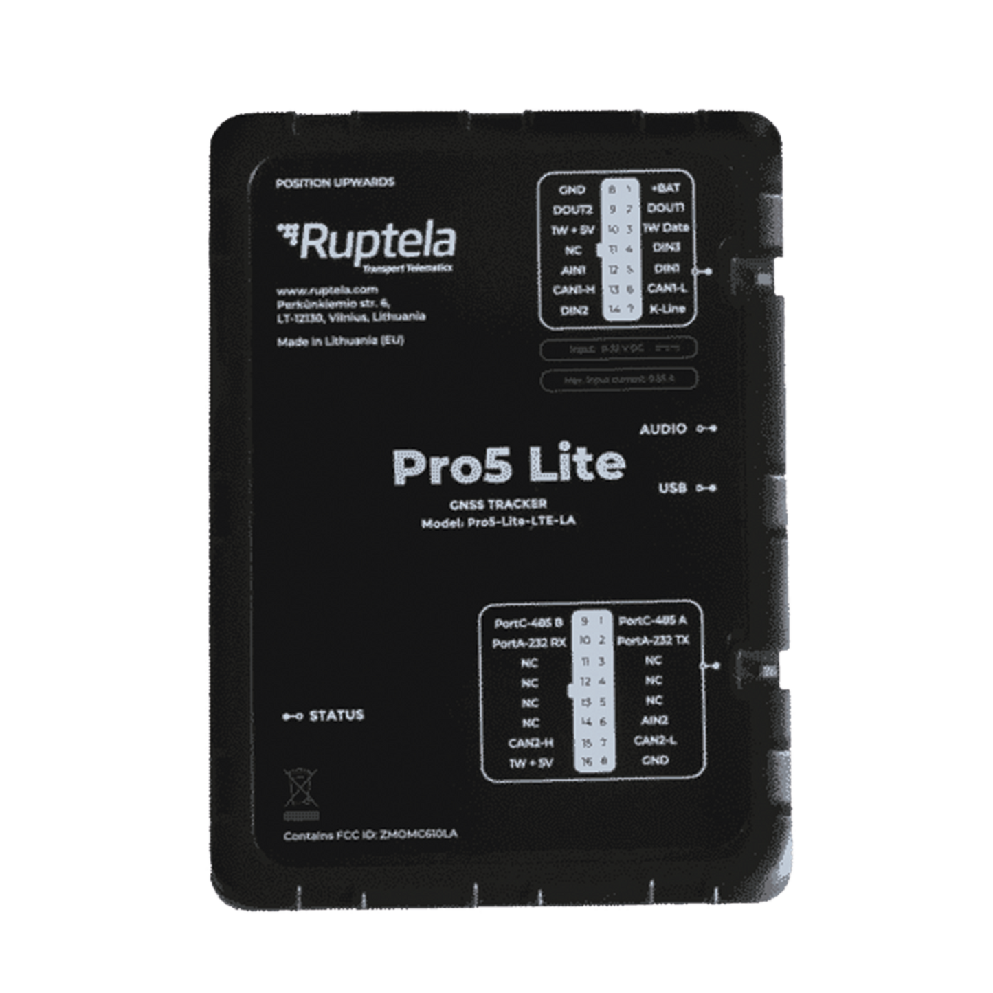PRO5LITE - Tracker GPS Pro5 Lite / LTE CAT1 bis (4G), GSM (2G) / Lectura de Datos CAN / Monitoreo de Audio, Temperatura y Combustible / Pequeño con Nano SIM / Conectividad BLE / Protección Avanzada