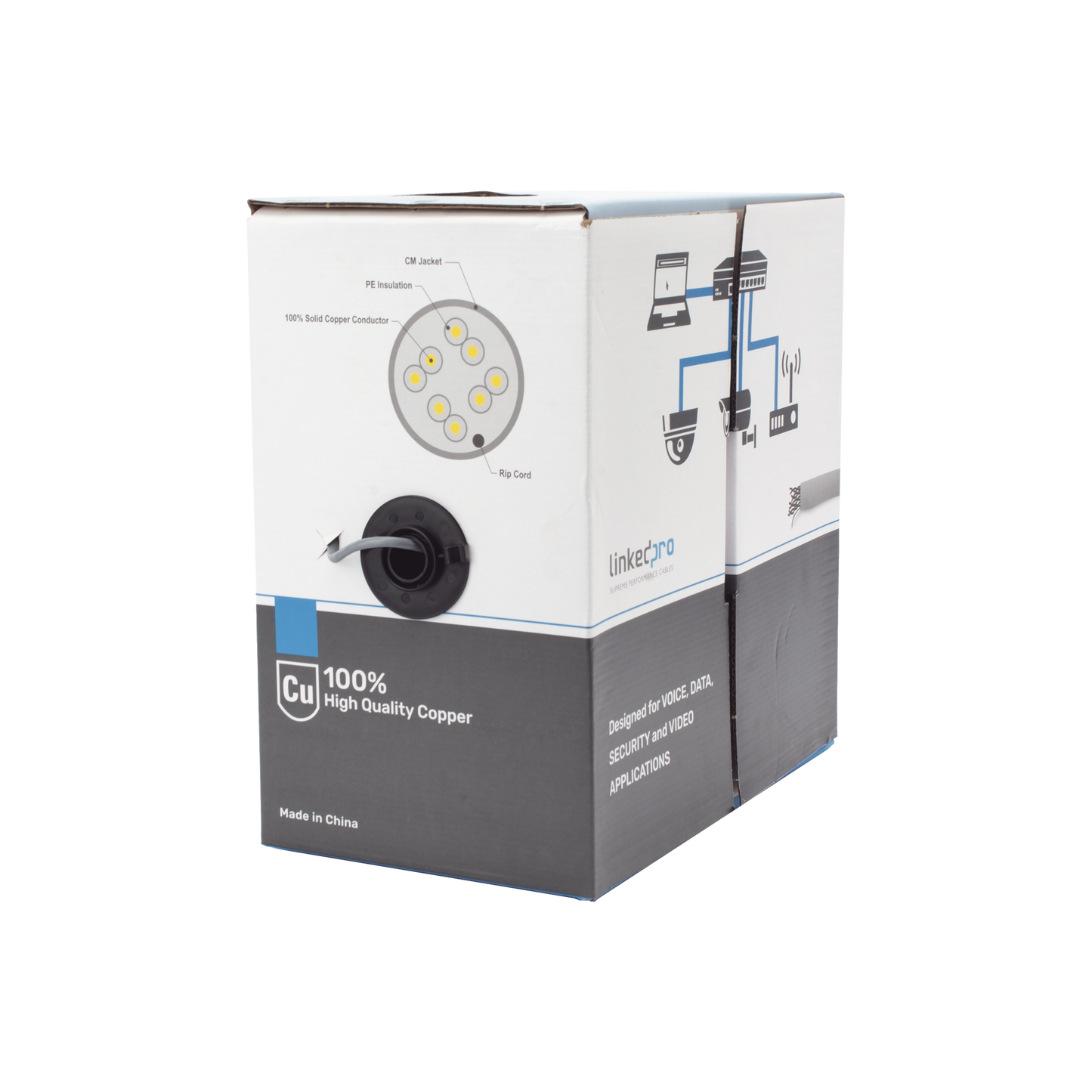 PRO-CAT-5E - Bobina de Cable de 305 Metros (1000 Pies), Cat5e, Alto Desempe�o, de Color Gris, UL, para Aplicaciones en Video Vigilancia, Redes de Datos. Uso Interior