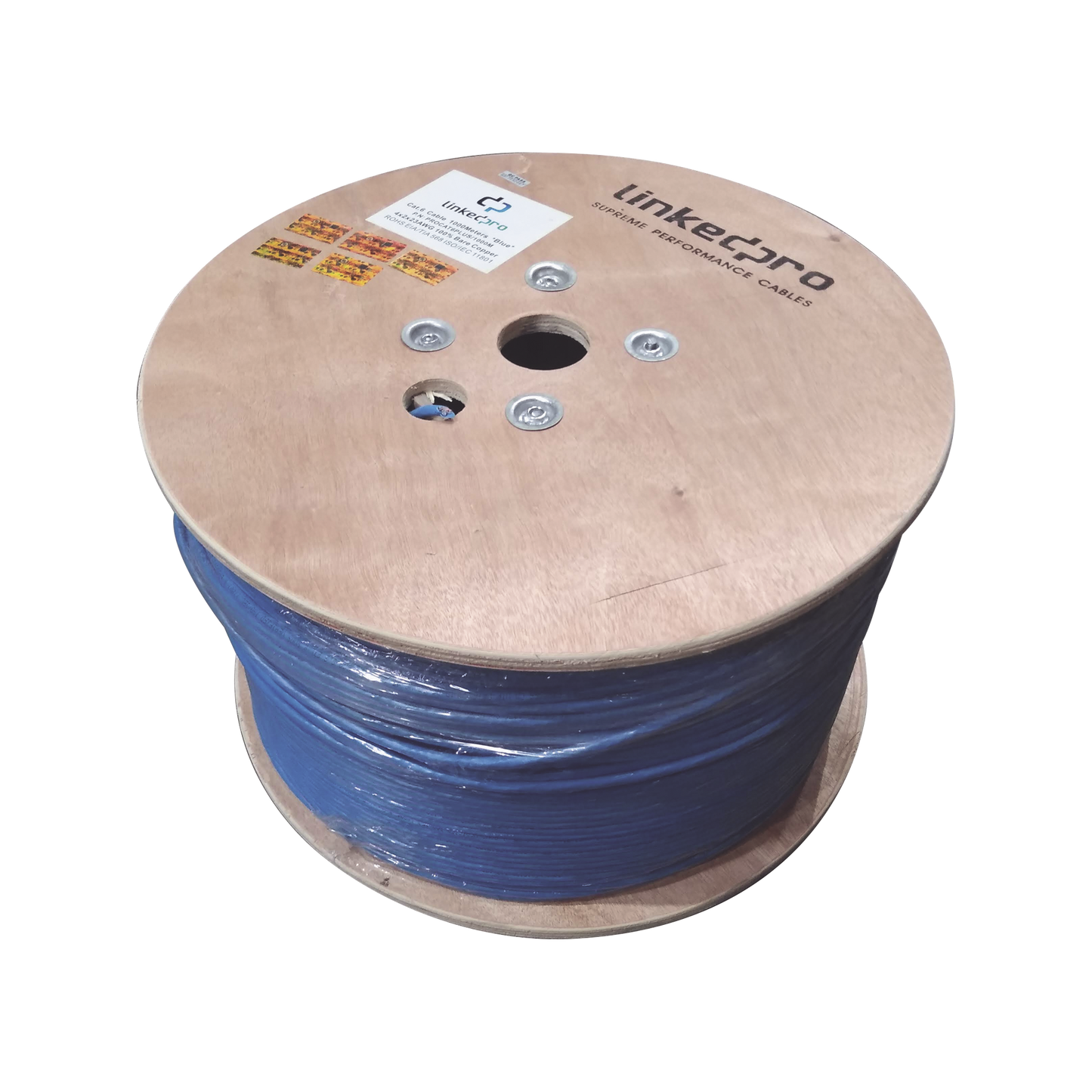 PRO-CAT-6-PLUS/1000M Bobina de 1000 Metros Cable Cat6+ CALIBRE 23 ALTO DESEMPEÑO, ETL,UL, color azul, super flexible, de 1000 metros, para aplicaciones de CCTV, video HD, y redes de datos.